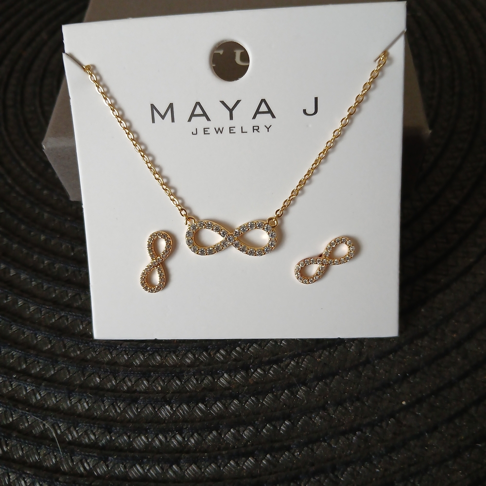 Maya J Gold Plated Infinity Necklace Set